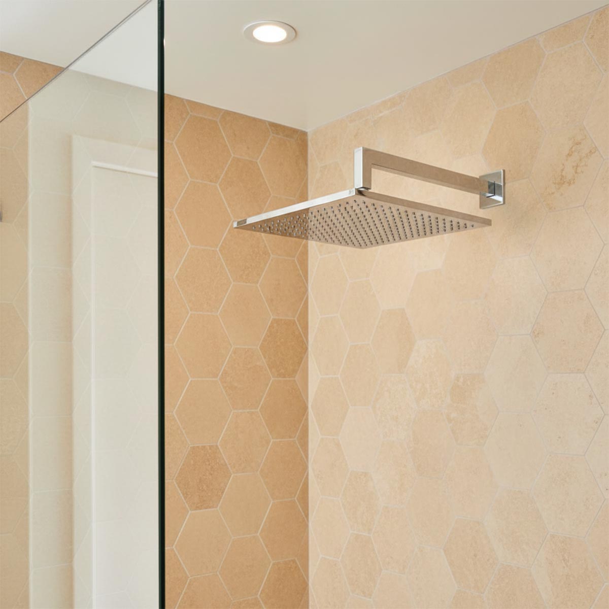 Square High-Pressure Shower Head With Rain Function, 400mm - Chrome