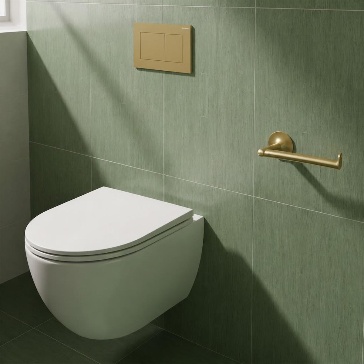 Square Toilet Roll Holder - Brushed Brass