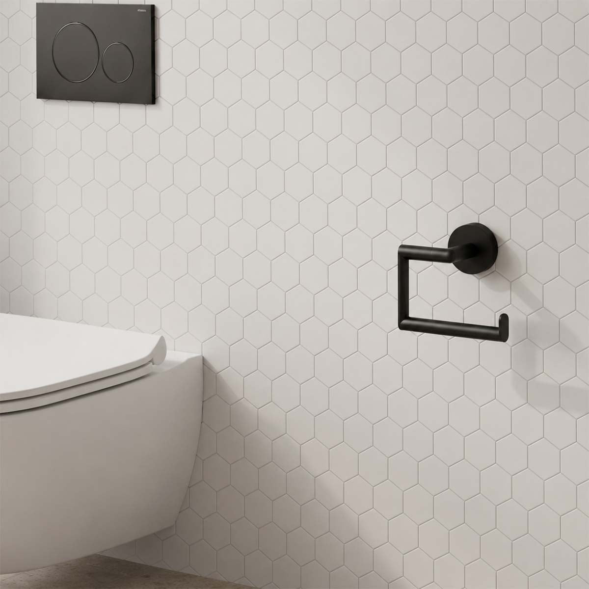 Square Toilet Roll Holder - Matt Black