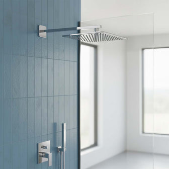 Square Wall Mounted Shower Arm 390mm - Chrome  Main image
