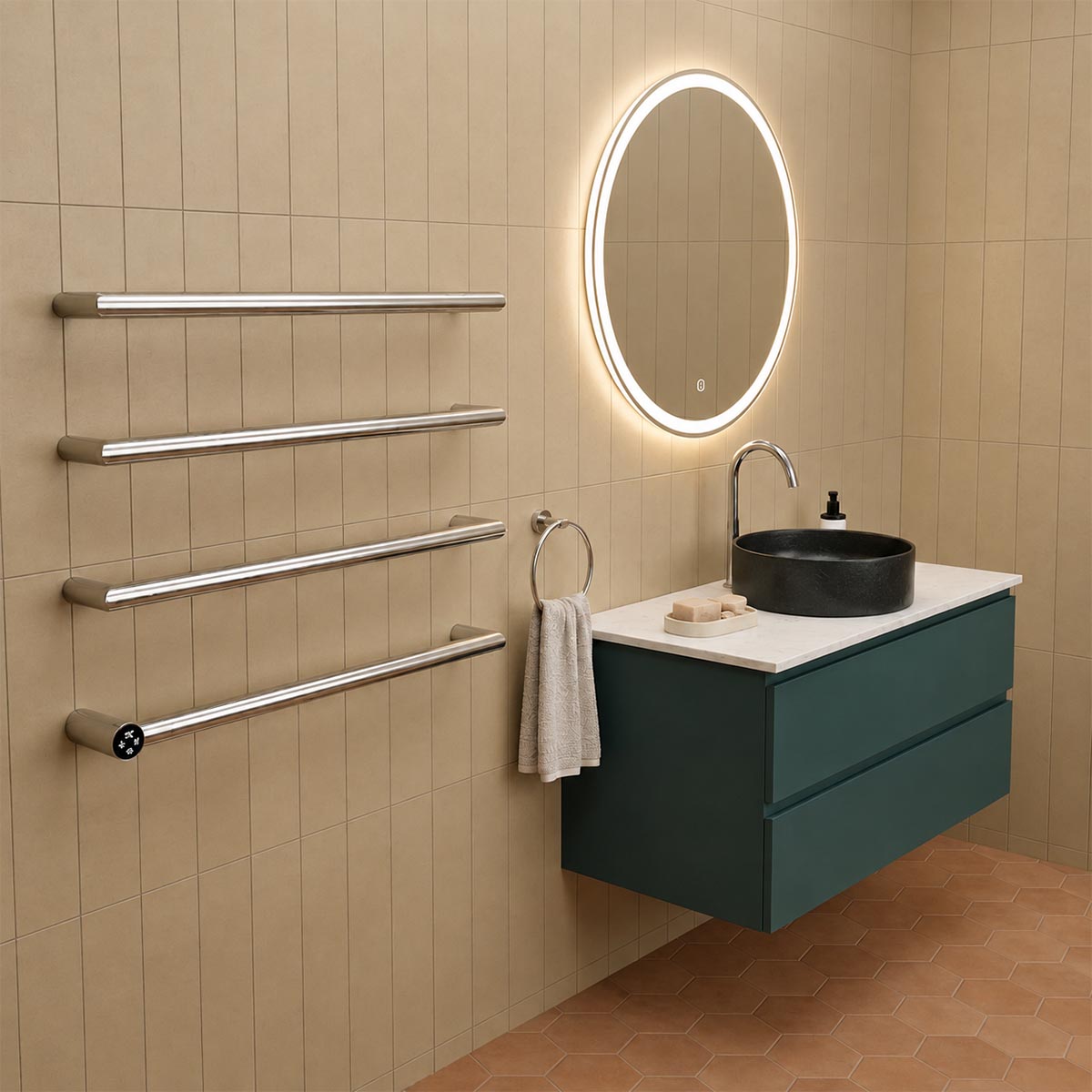 Stainless Steel Round Bar Heated Dry Electric Towel Rail