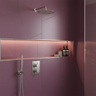 Stainless Steel Thermostatic 2 Outlet Shower Valve with Shower Handle and Shower Head & Arm Main image