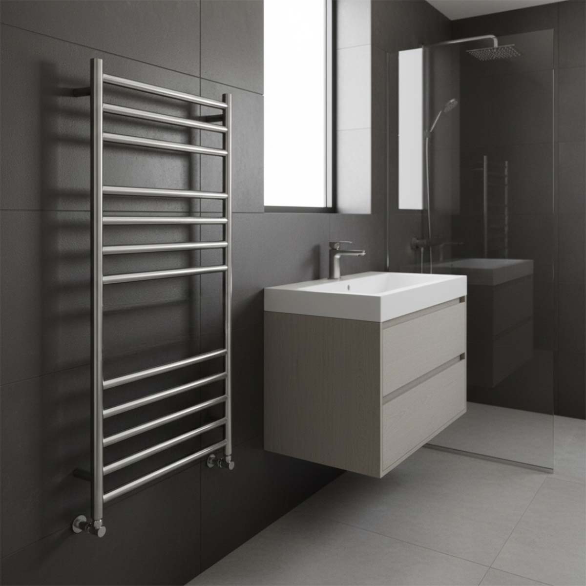 Stainless steel heated towel rail radiator
