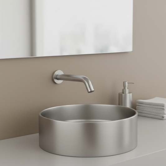 Wall-Mounted Sensor Tap Touchless Operation - Brushed Stainless Steel