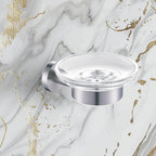 Stainless steel wall mounted soap dish with glass