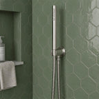 Brushed Steel Holder with Hose and Slim Hand Shower