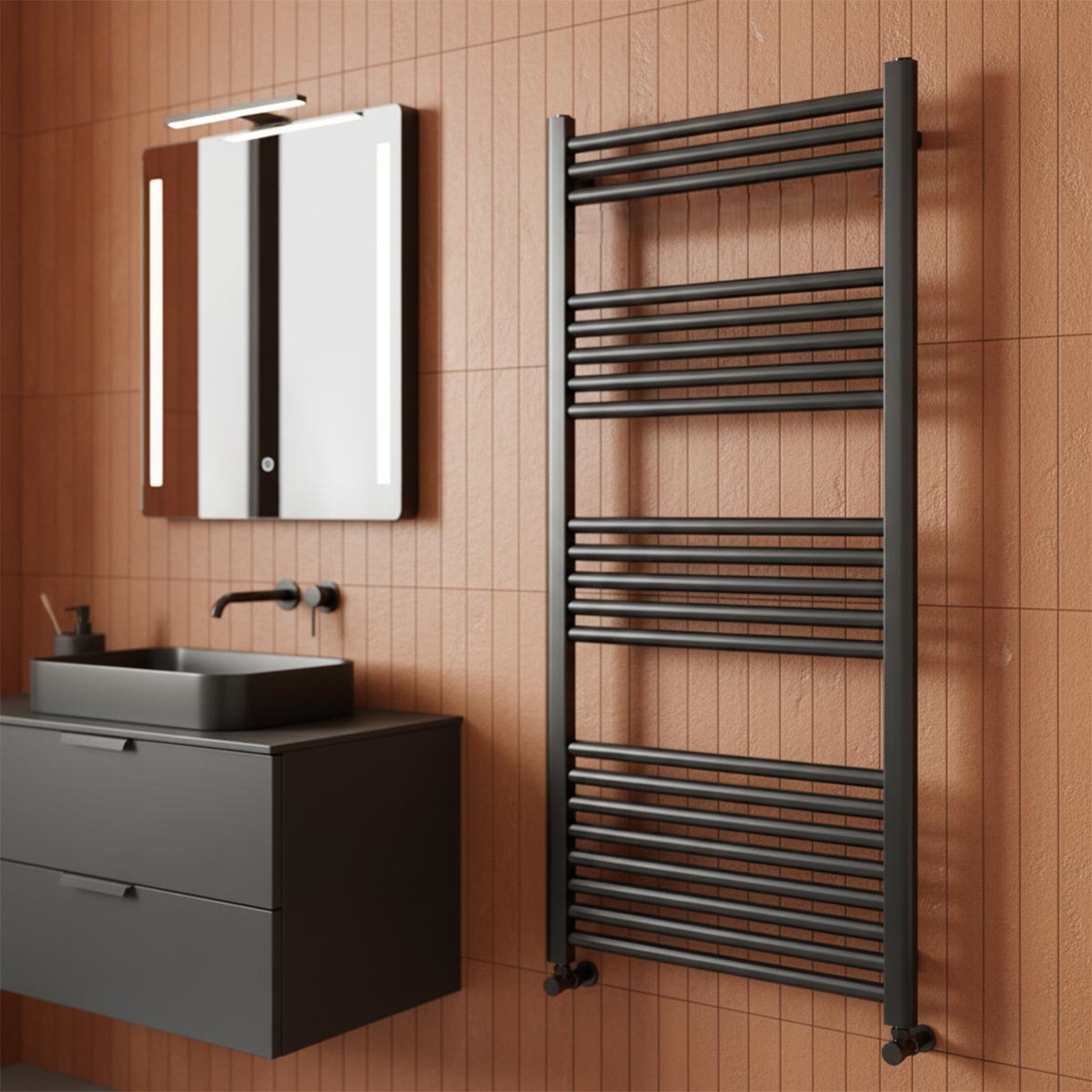 Straight Black Towel Radiator  Main image