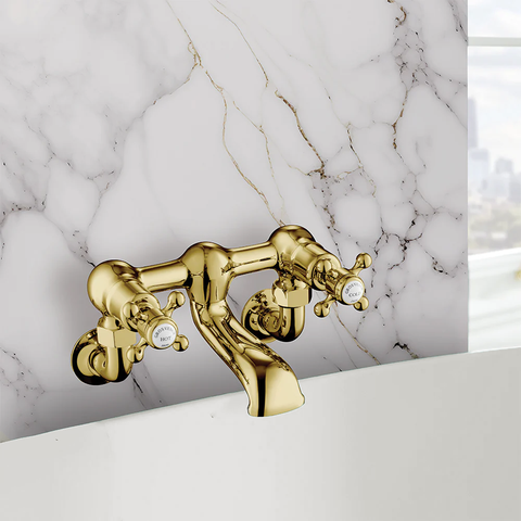 Gold Cross Bath Filler Wall Mounted Tap MP 0.5