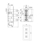 3-Outlet Vertical Concealed Thermostatic Valve - Brushed Brass