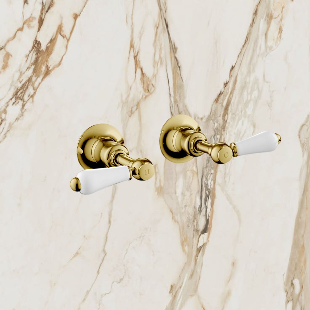 Traditional Concealed Manual Wall Stop Valves - Polished Gold Main image