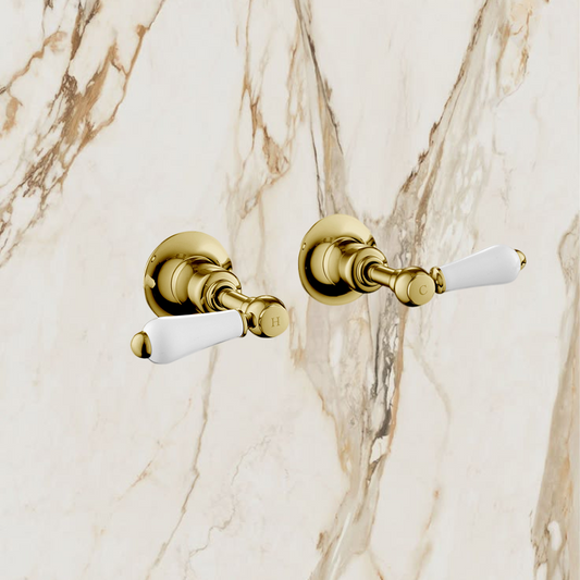 Traditional Concealed Manual Wall Stop Valves - Polished Gold 1080