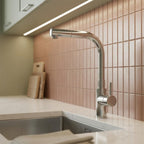 Brushed steel kitchen tap
