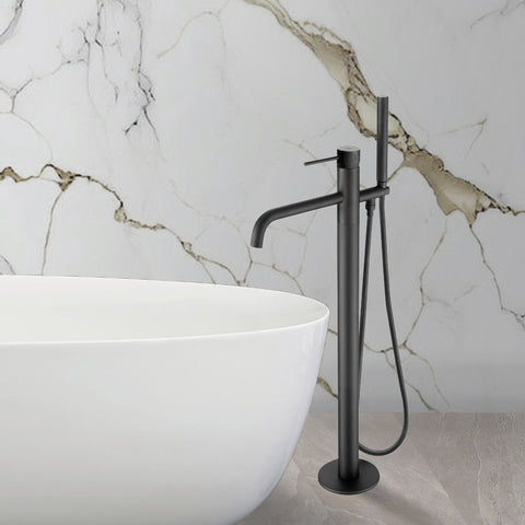 Freestanding Bath Shower Mixer Tap with Kit - Matt Black