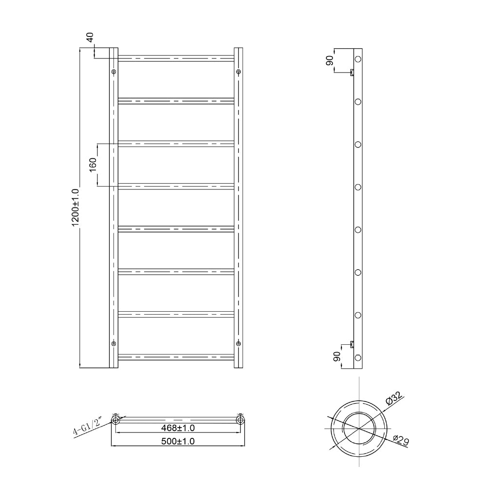 Chrome heated towel rail dual fuel