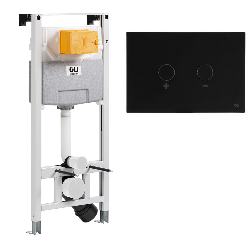 1.2m WC Fixing Frame with Concealed Cistern & Flush Buttons Matt Black Main image
