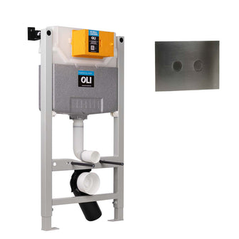 0.980m Pre-wall Freestanding W.C. Frame with Cistern & Gunmetal Dual Flush Plate Secondary image