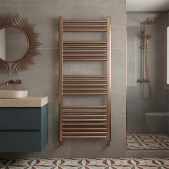 Tall Brushed Bronze Central Heated Towel Rail 1200mm x 500mm - Dual Fuel Main image