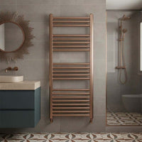 Tall Brushed Bronze Central Heated Towel Rail 1200mm x 500mm - Dual Fuel
