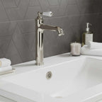 Tall Single Lever Basin Mixer Tap with Click Clack Waste - Nickel