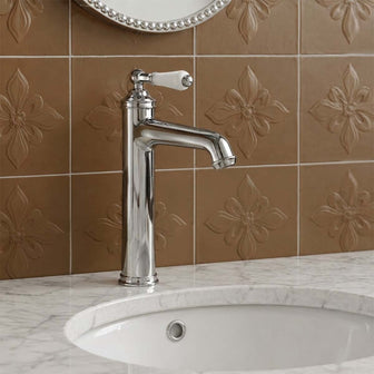 Tall Victorian basin tap with ceramic lever  Main image