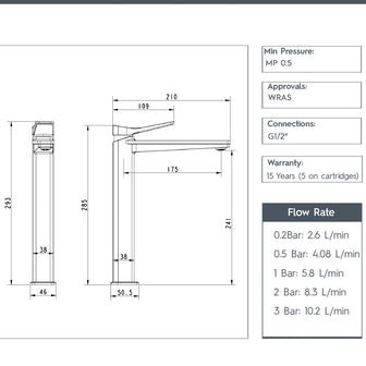 Tall Basin Mixer Tap with Single Lever - Brushed Bronze Secondary image