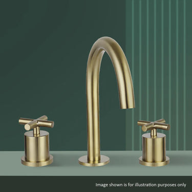 Brushed Brass 3 Hole Basin Mixer Tap