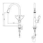 Brushed Stainless Steel Kitchen Mixer Tap with Pull-Out Spray