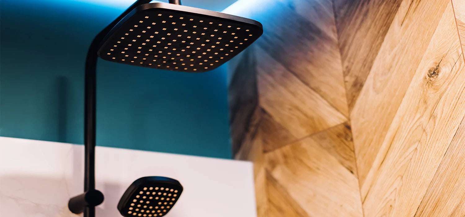 black dual head shower 