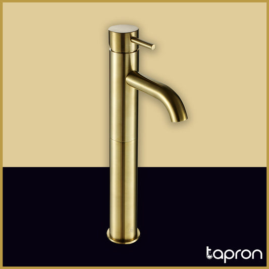 Brushed Brass Tall Basin Mixer Tap-Tapron 1000