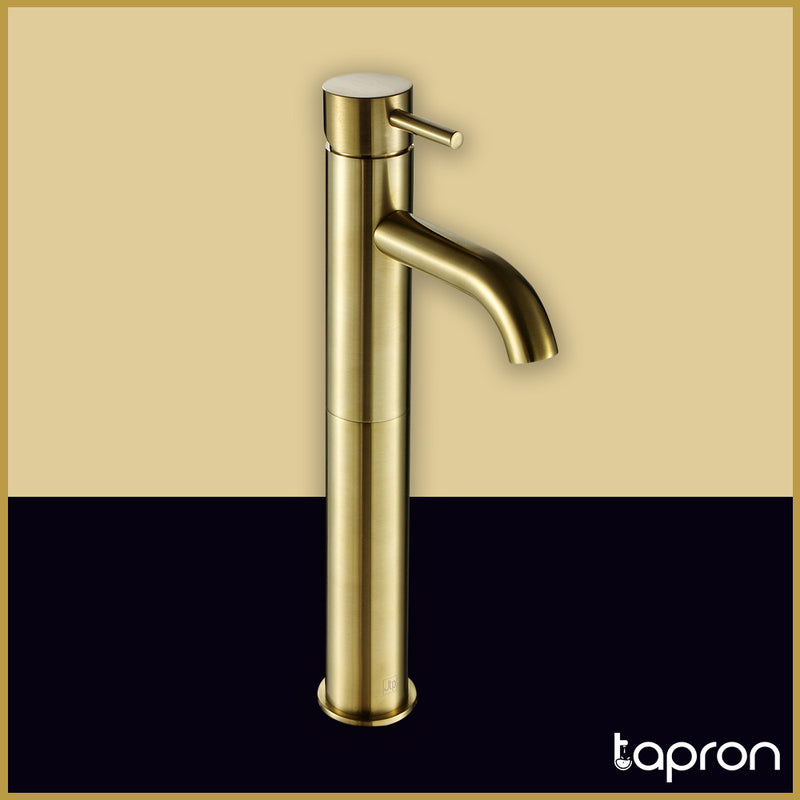 Brushed Brass Tall Basin Mixer Tap-Tapron