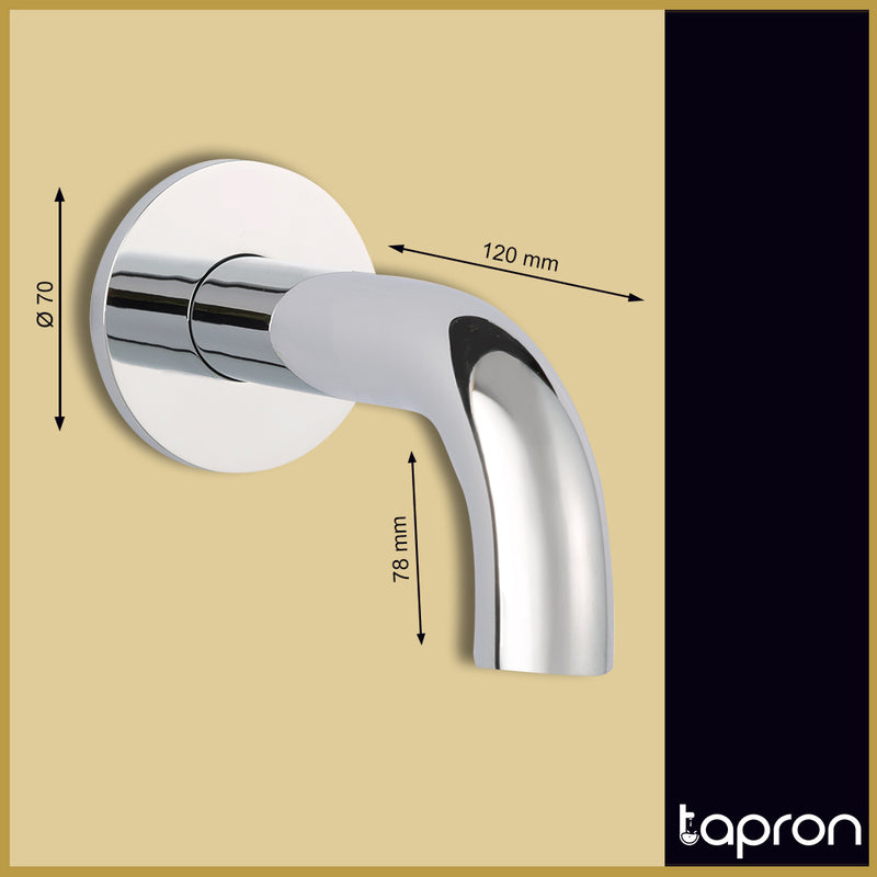  Chrome Wall-Mounted Basin Spout with Wall Flange-Tapron