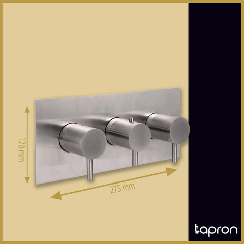 Stainless Steel Horizontal Thermostatic Shower 2 Outlet Valve-Tapron