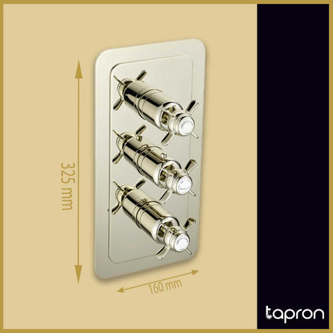 Traditional Thermostatic Concealed 3 Outlet Shower Valve - Nickel Finish