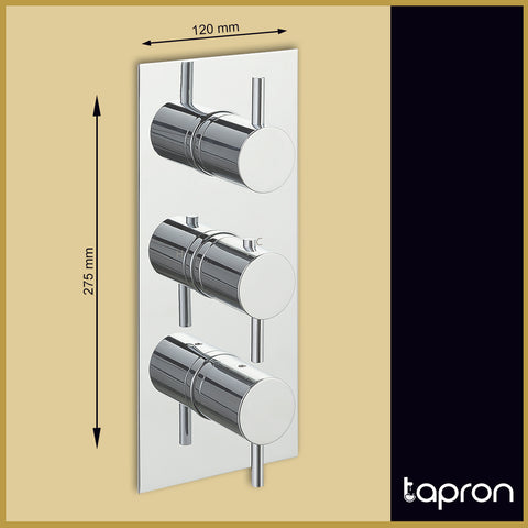 Concealed 3 Way Thermostatic Shower Mixer Valve -Tapron