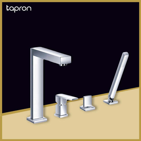 Deck Mounted 4 Hole Bath Filler Tap with Pull Out Handset -Tapron