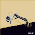 Brushed Black Wall Mounted Basin Mixer with Designer Handle-Tapron