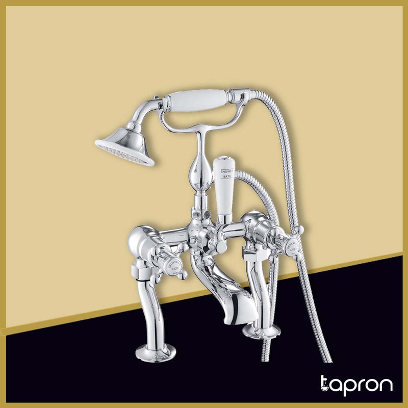 Traditional Deck Mounted Bath Shower Mixer Tap with Shower Kit –Tapron