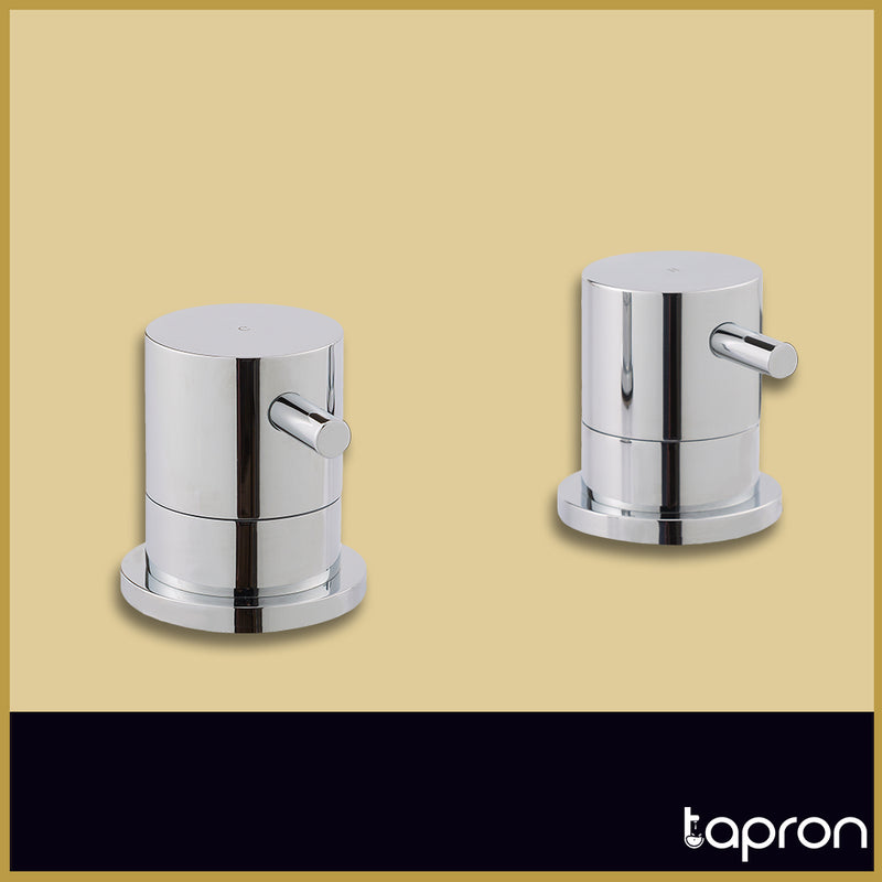  Chrome Round On/Off Deck-Mounted Lever Valves- Tapron
