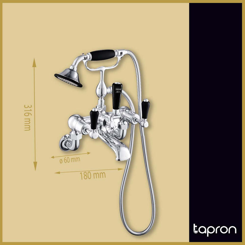Traditional Wall Mounted Bath Mixer Tap with Handheld Shower-Tapron