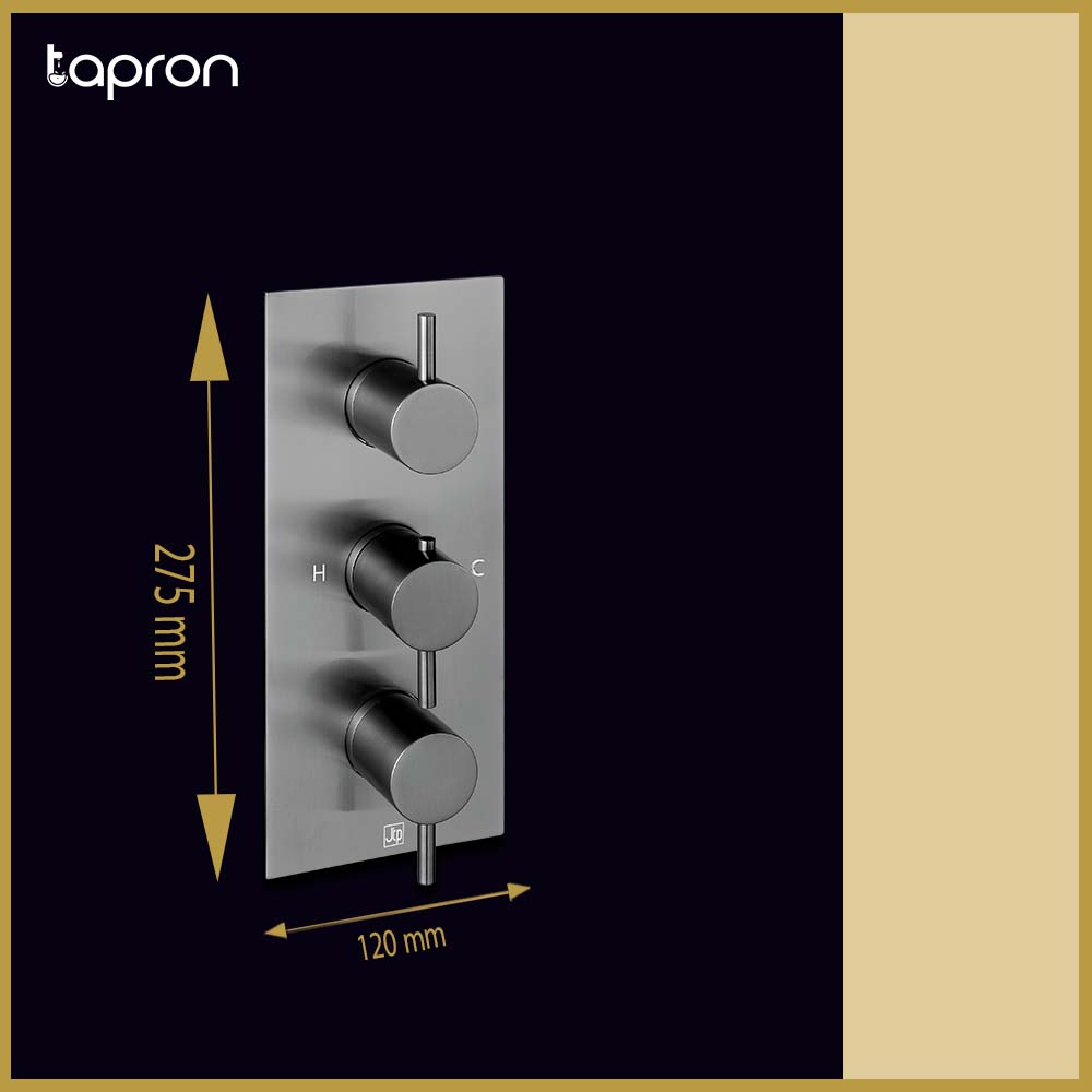 3 Outlet Thermostatic Concealed Valve Vertical Brushed Black Secondary image