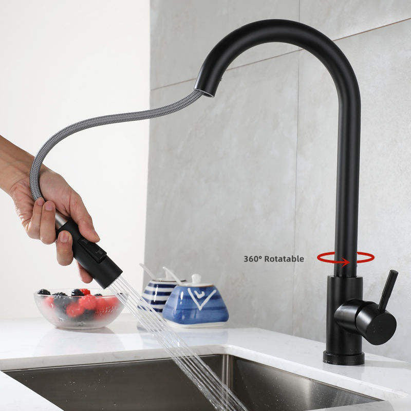 Black Pull out kitchen taps
