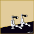 Black Lever Long Nose Basin Taps-Tapron