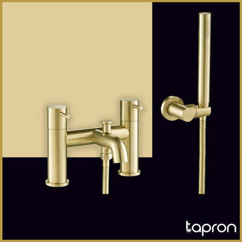 Gold Bath Shower Mixer Tap With Kit - Tapron