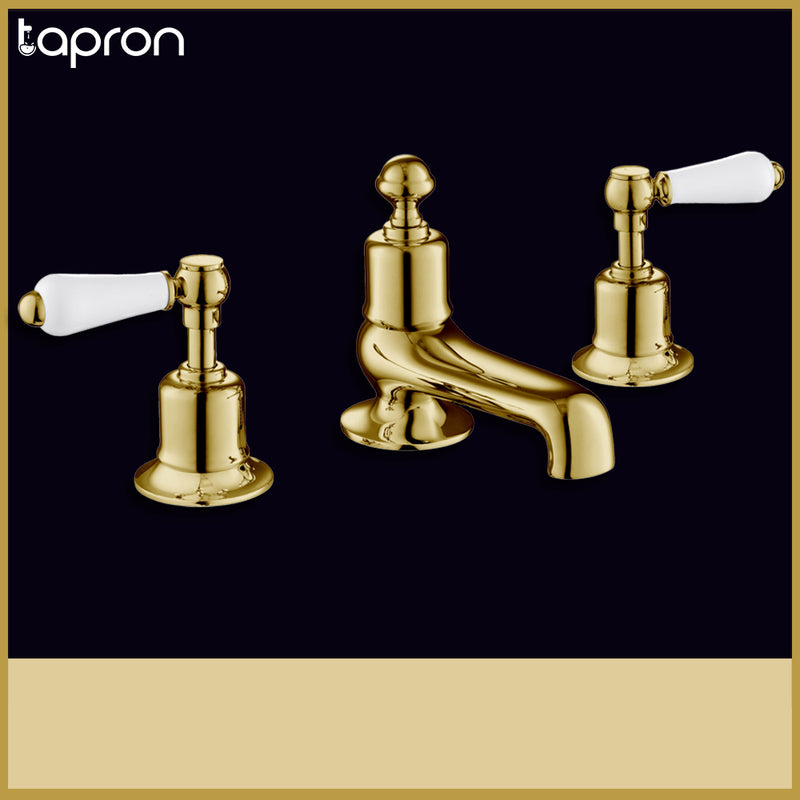 Traditional Deck Mounted Bath Mixer Tap – Gold