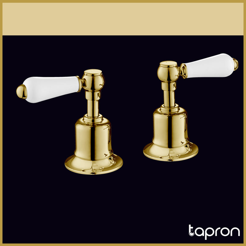 Gold Deck Mounted Brushed Brass Panel Valves-Tapron