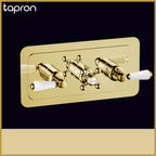 Gold 3 Outlet Thermostatic Concealed Shower Valve -Tapron