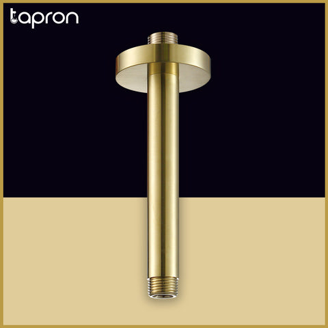 Gold Round Ceiling Shower Arm with Brushed Brass Finish-Tapron