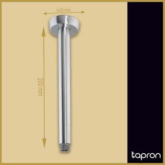 Inox Brushed Stainless Steel Vertical Ceiling Shower Arm - 200mm Secondary image