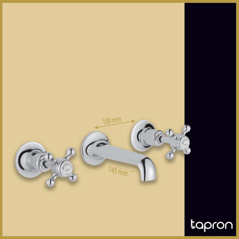 Chrome 3 Hole Bathroom Basin Taps-Tapron