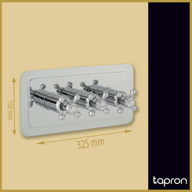 Traditional Chrome 3 Outlet Concealed Shower Mixer Valve -Tapron